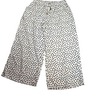 Miss Innocent White & Black Polka Dot Silky Feel Polyester Wide Leg Lounge Pants